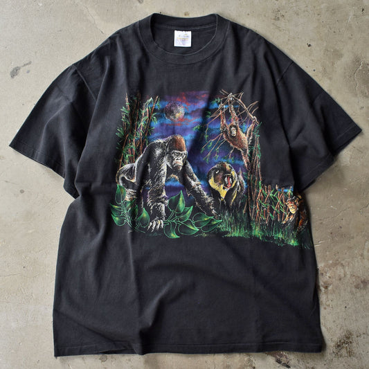 90’s　“monkeys” ゴリラ アニマルプリントTシャツ　USA製　230723