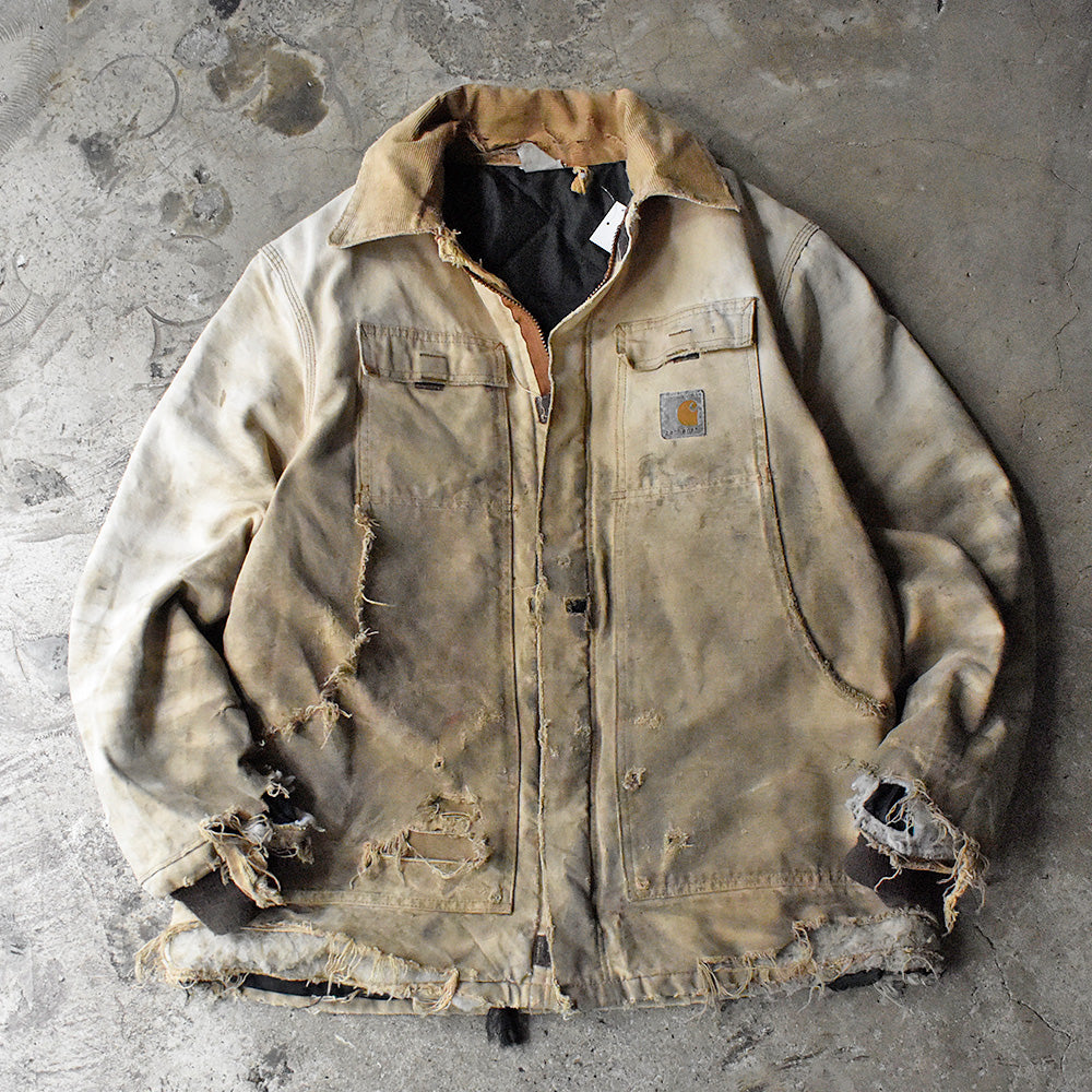 80's ボロ！“100years” Carhartt ダック トラディショナルコート キルティングライナー 231118H