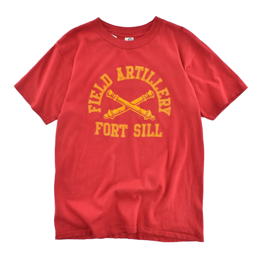 80's N.O.S. U.S.Army "FIELD ARTILLERY FORT SILL" フロッキープリント ミリタリーTシャツ 260421H