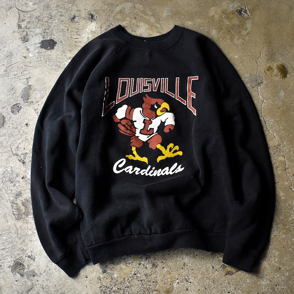 Louisville Cardinals ロゴプリント ラグランスウェット 80〜90年代 ブラック USA製 ヴィンテージ