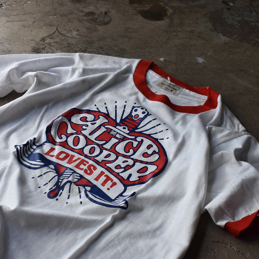 70's デッドストック! Alice Cooper "School's Out" リンガー ロック Tシャツ 230710H