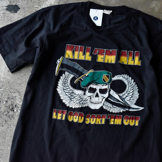 80's “KILL'EM ALL Let God Sort 'Em Out” エアボーン スカルウィング Tシャツ USA製 250705H