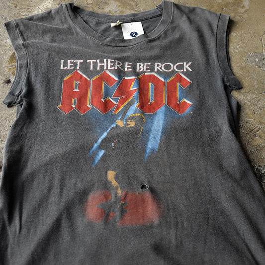 80's AC/DC “Let There Be Rock“ World Tour ノースリーブ ロック Tシャツ 250805H