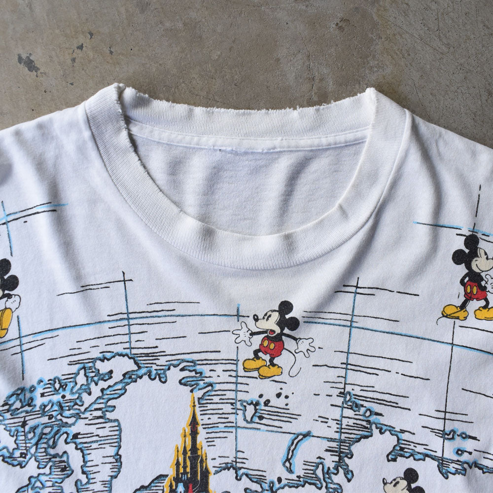 90’s Disney AOP！ ”Disneyland MAP” キャラクター Tシャツ 250616