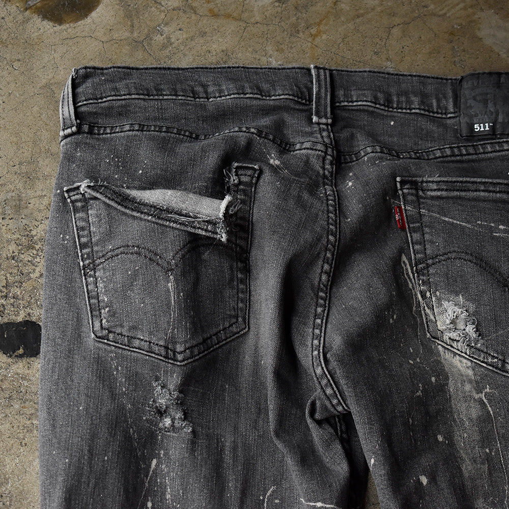 ダメージ！ブリーチ！Levi's 511 “グランジ“ スリム ストレッチパンツ 250517H