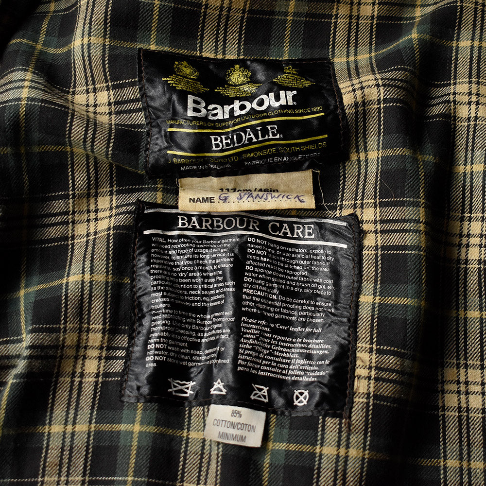 90’s Barbour “BEDALE“ オイルドジャケット 旧3ワラント イングランド製 241221H