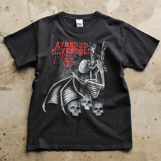 Y2K AVENGED SEVENFOLD “SKELETON & SKULLS” ロック Tシャツ 250705