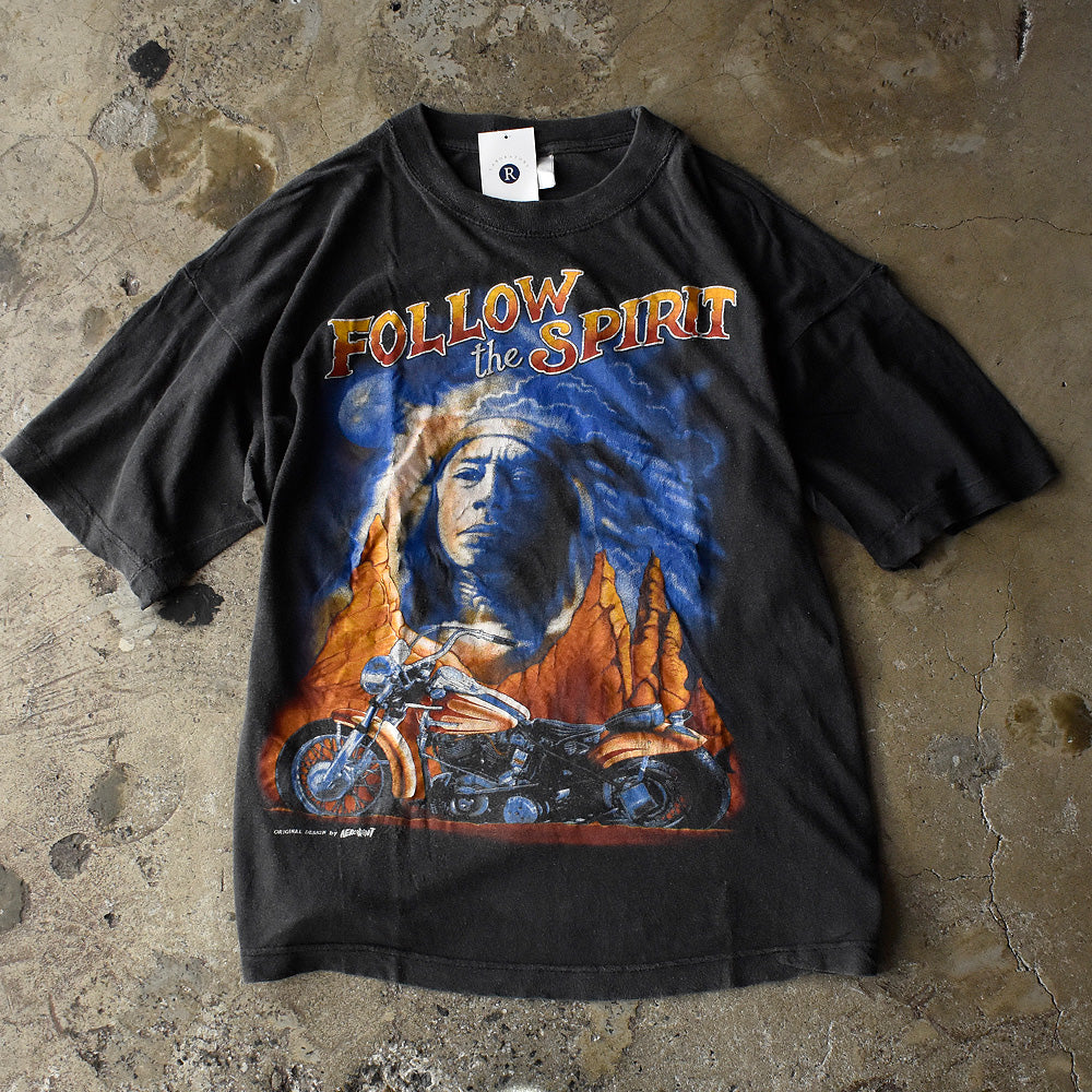 90's FOLLOW THE SPIRIT “Indian×Bike” バイク Tシャツ 250901H