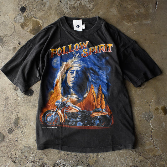 90's FOLLOW THE SPIRIT “Indian×Bike” バイク Tシャツ 250901H