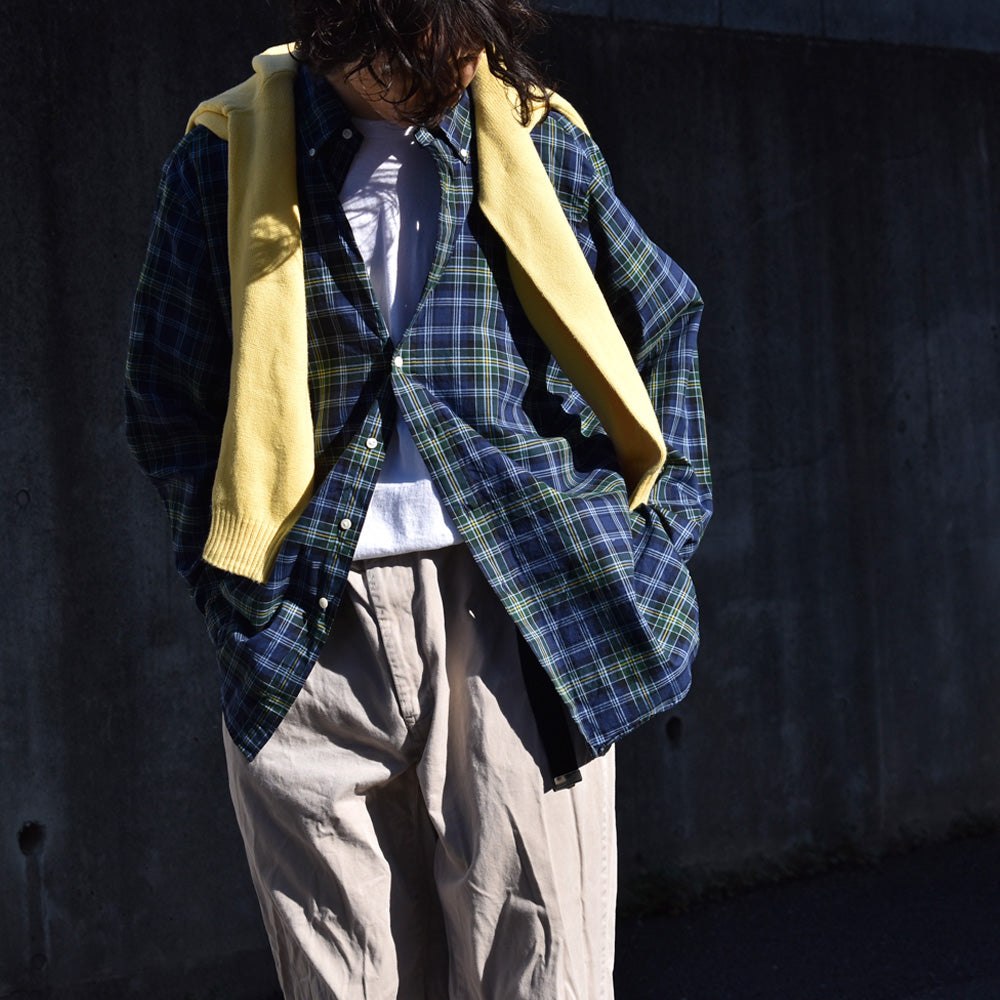 ラルフ ローレン CLASSIC FIT タータンチェック ボタンダウンシャツ 1990年〜 グリーン×ネイビー ヴィンテージ