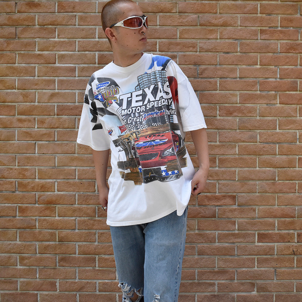 Y2K AOP！ CHASE AUTHENTICS “TEXAS MOTOR SPEEDWAY“ レーシングTシャツ 250704H