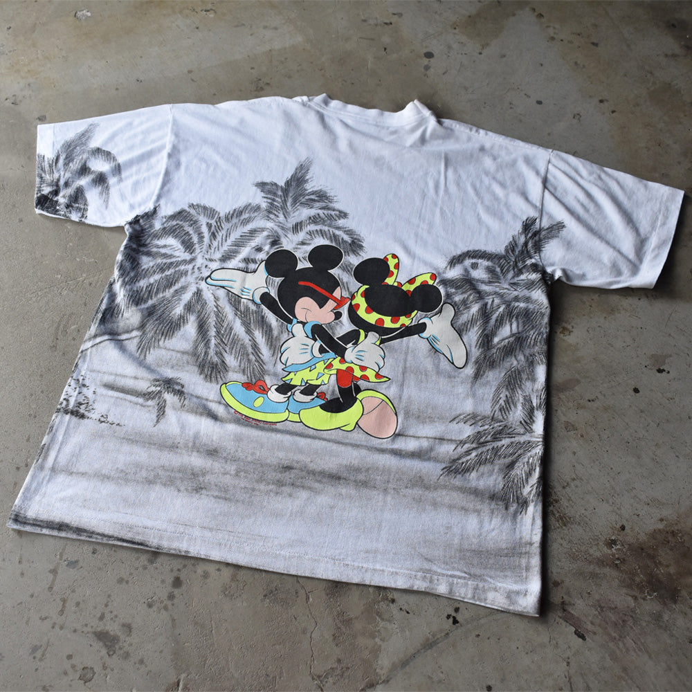 90's　Disney/ディズニー Mickey＆Minnie AOP！ Tシャツ　USA製　230612