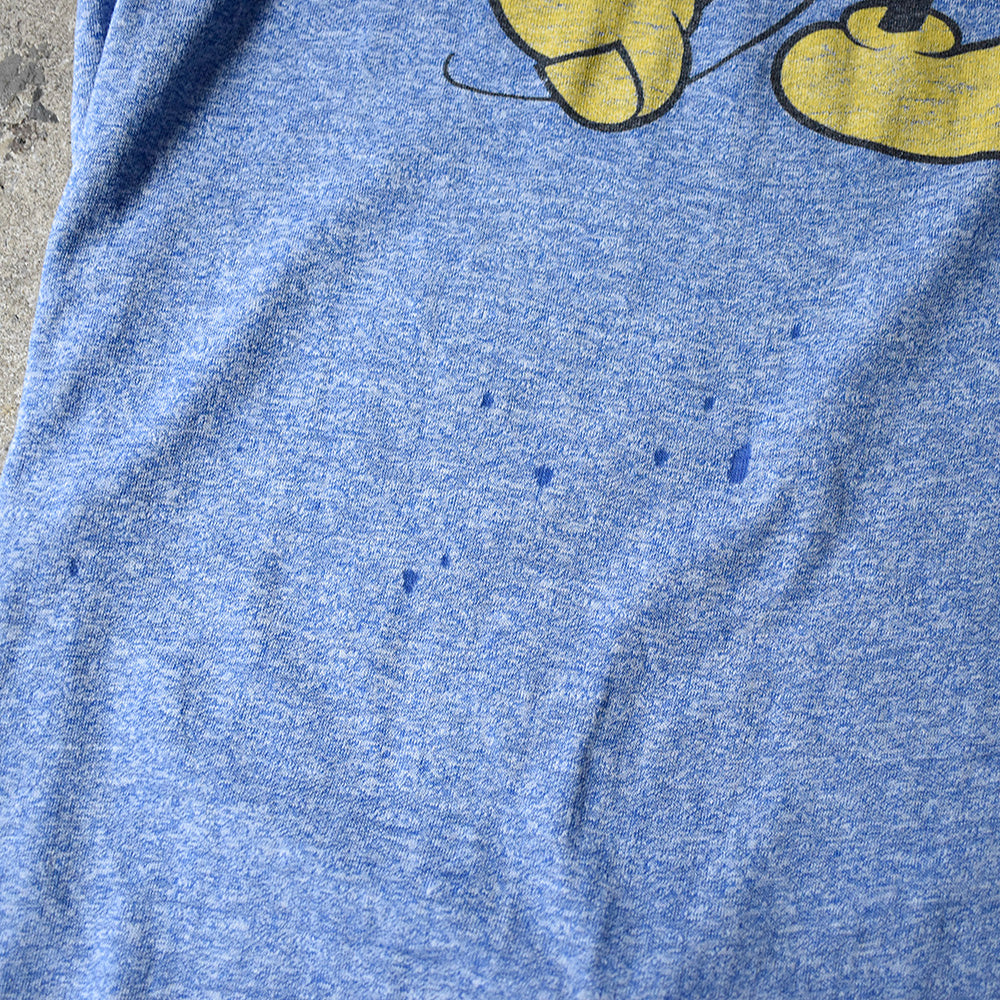 80's Disney “Mickey“ 霜降りブルー リンガーTシャツ USA製 250626H