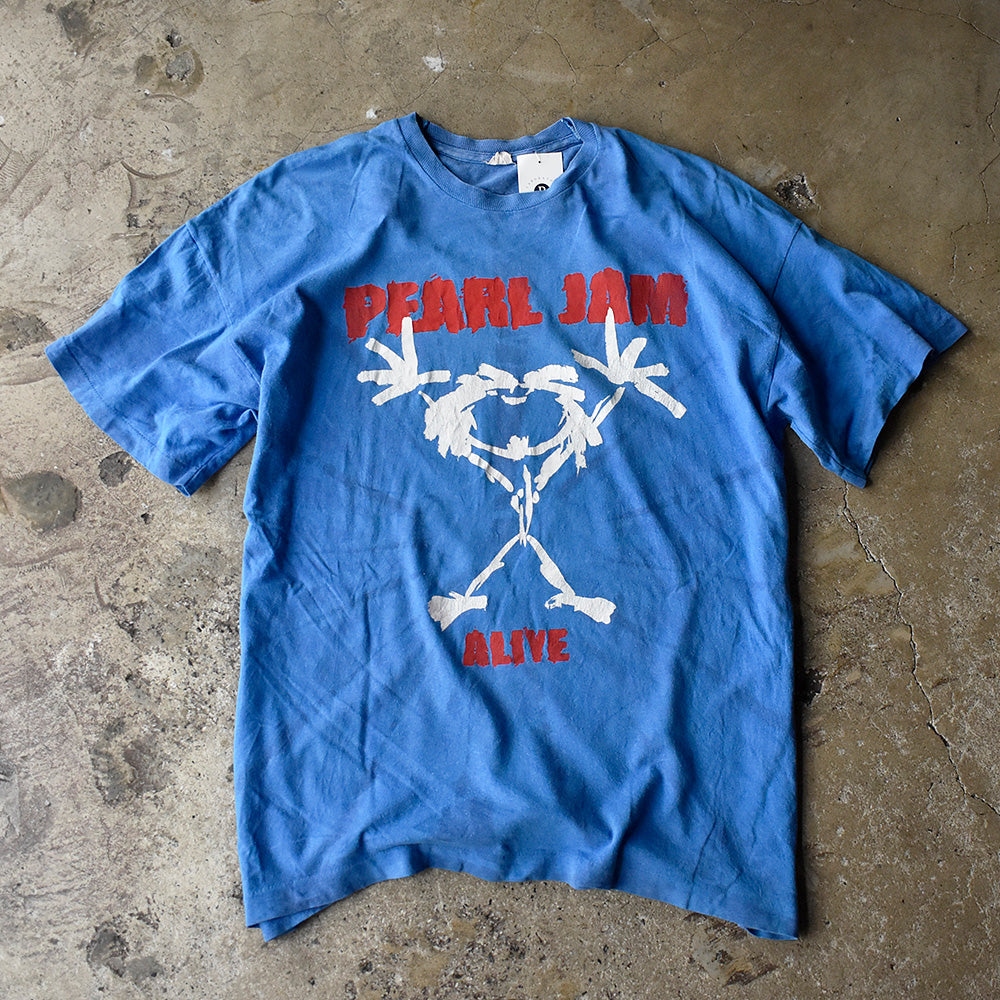 パール・ジャム ALIVE スティックマン Tシャツ 1991年〜 タイダイ ブルー ヴィンテージ