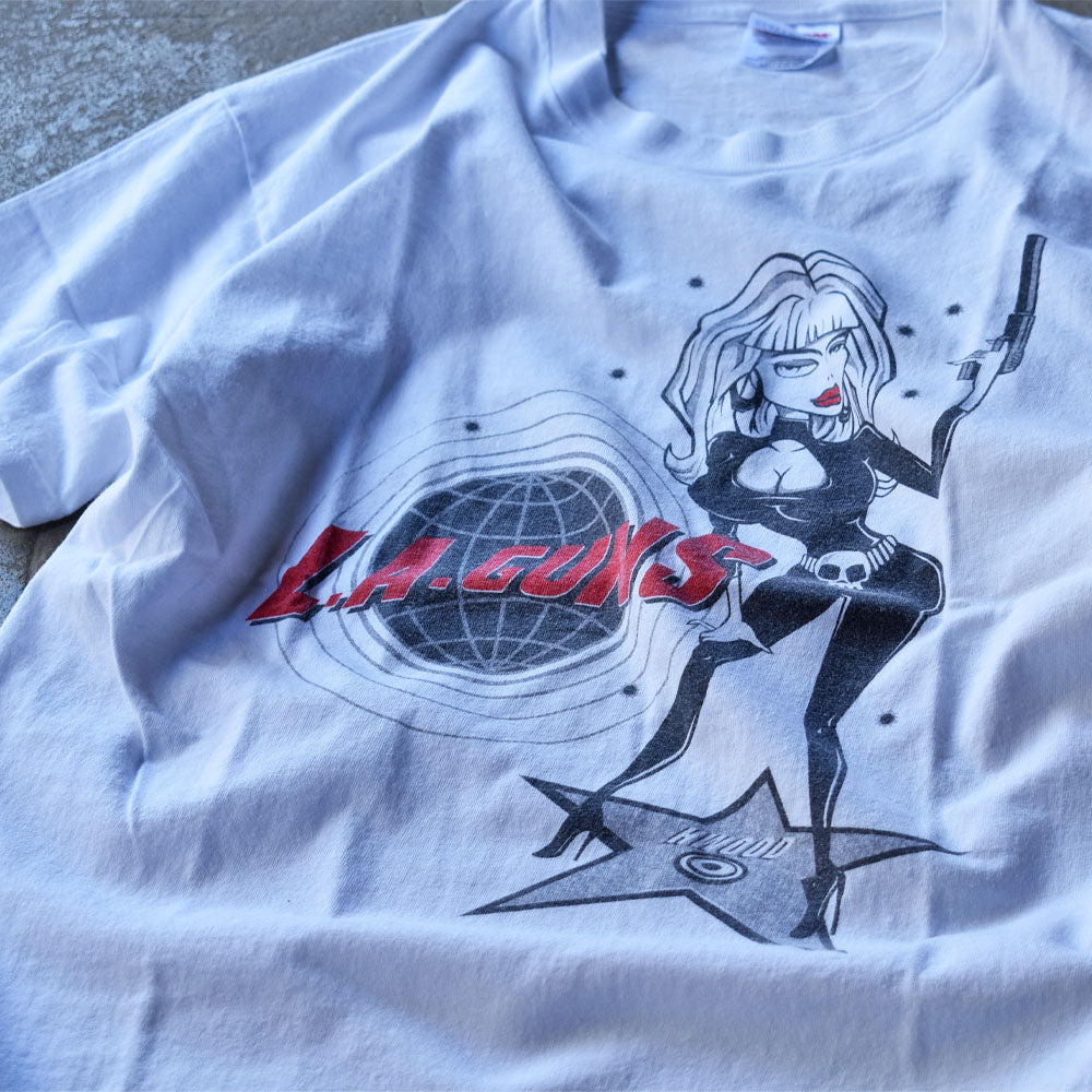 L.A.ガンズ HWOOD セクシーな女性 イラストプリント Tシャツ 1990年〜 ヘインズ ヴィンテージ