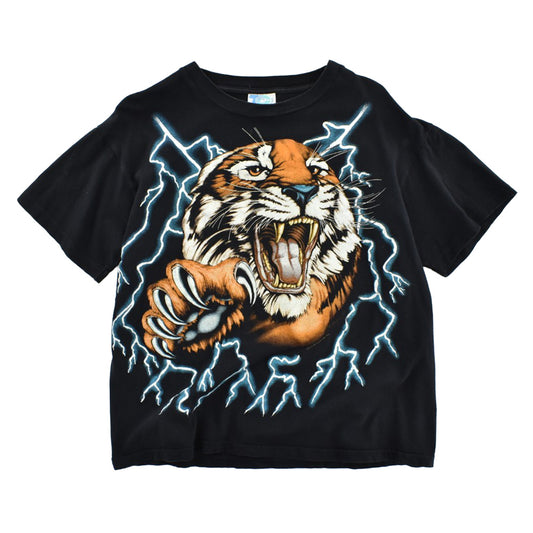 90's American Thunder "稲妻＆タイガー" アニマルTシャツ 260731H