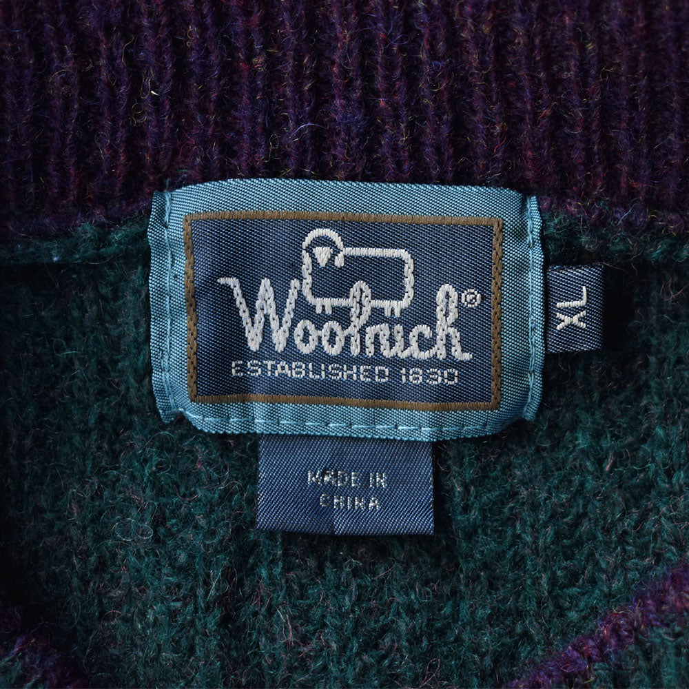 90’s Woolrich 配色良し！ ヘンリーネック ラインニット 231226