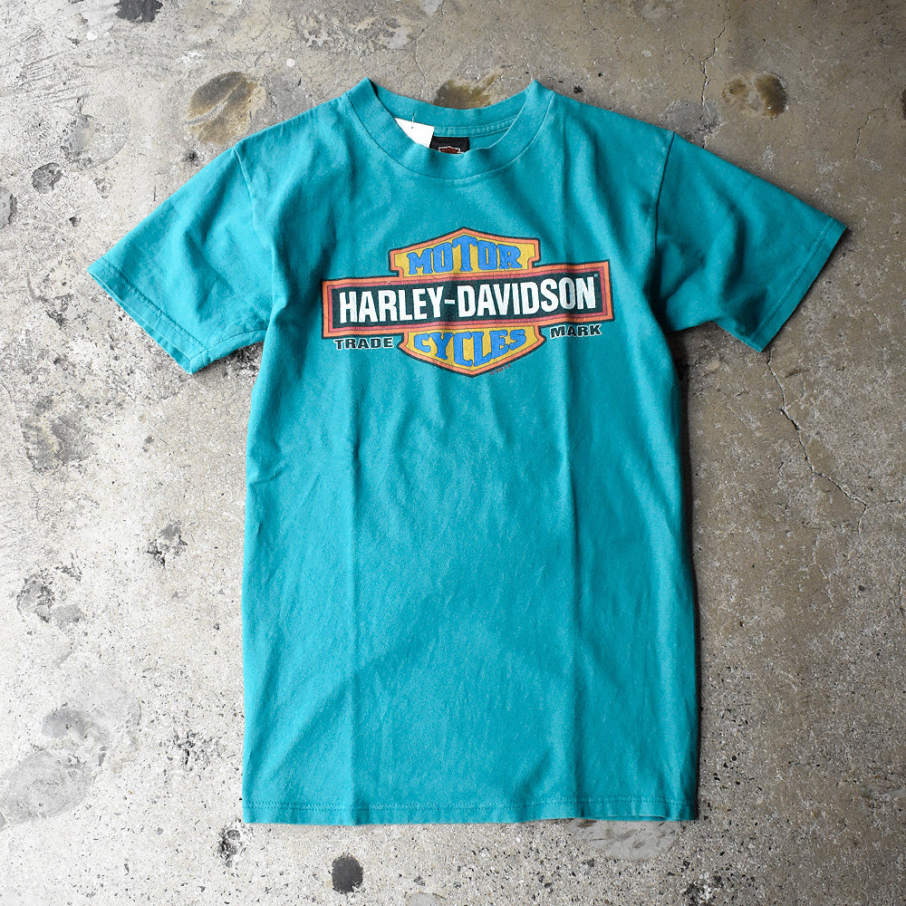 90's Harley-Davidson  ロゴTシャツ エメラルドグリーン！ 250515H