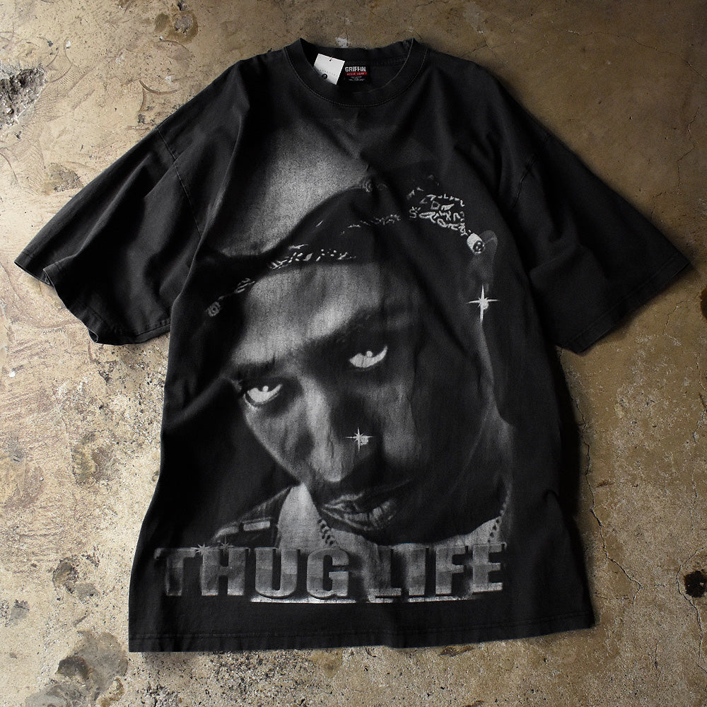 トゥーパック Thug Life フォト ビッグプリント ラップTシャツ 2000年代初頭 3XL 古着