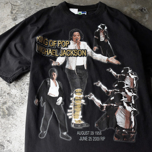Y2K Michael Jackson “memorial” Tシャツ ラメプリント 250426H