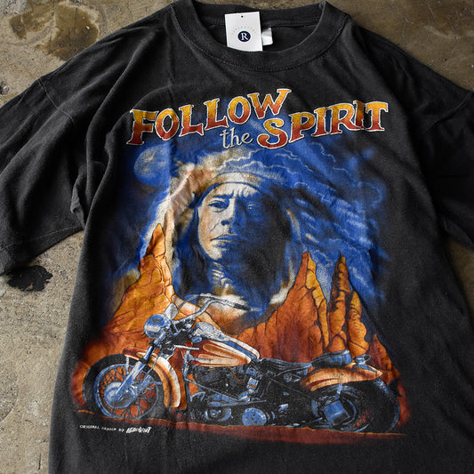 90's FOLLOW THE SPIRIT “Indian×Bike” バイク Tシャツ 250901H