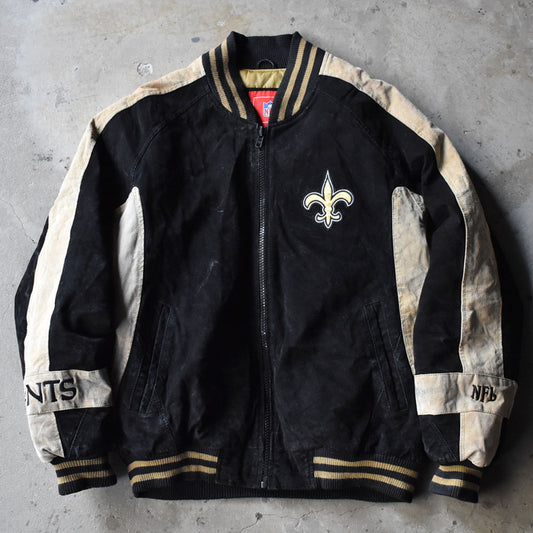 “NFL New Orleans Saints” スエードレザー アワードジャケット 240114