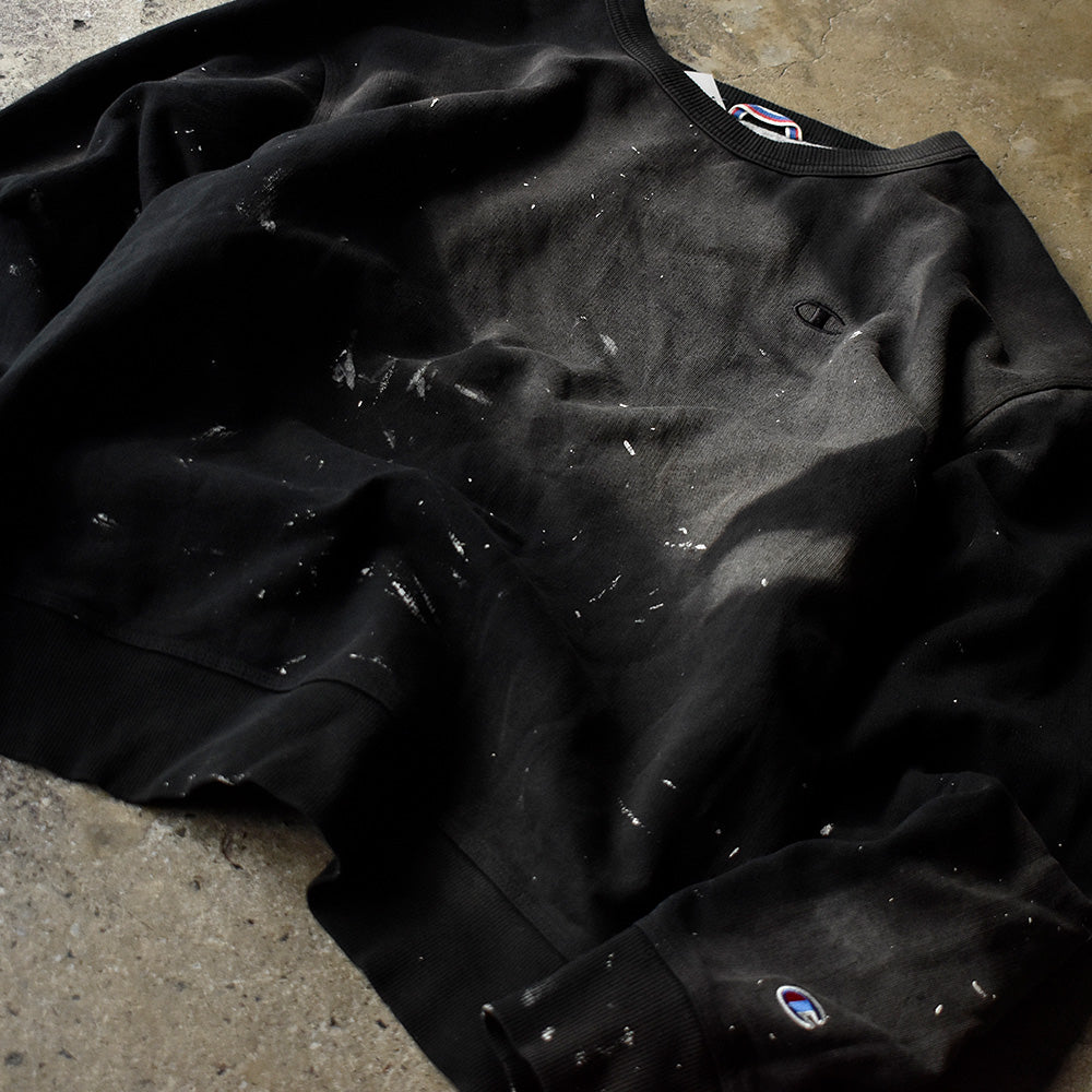 ペンキ！ Champion ブラック クルーネックスウェット 250123H