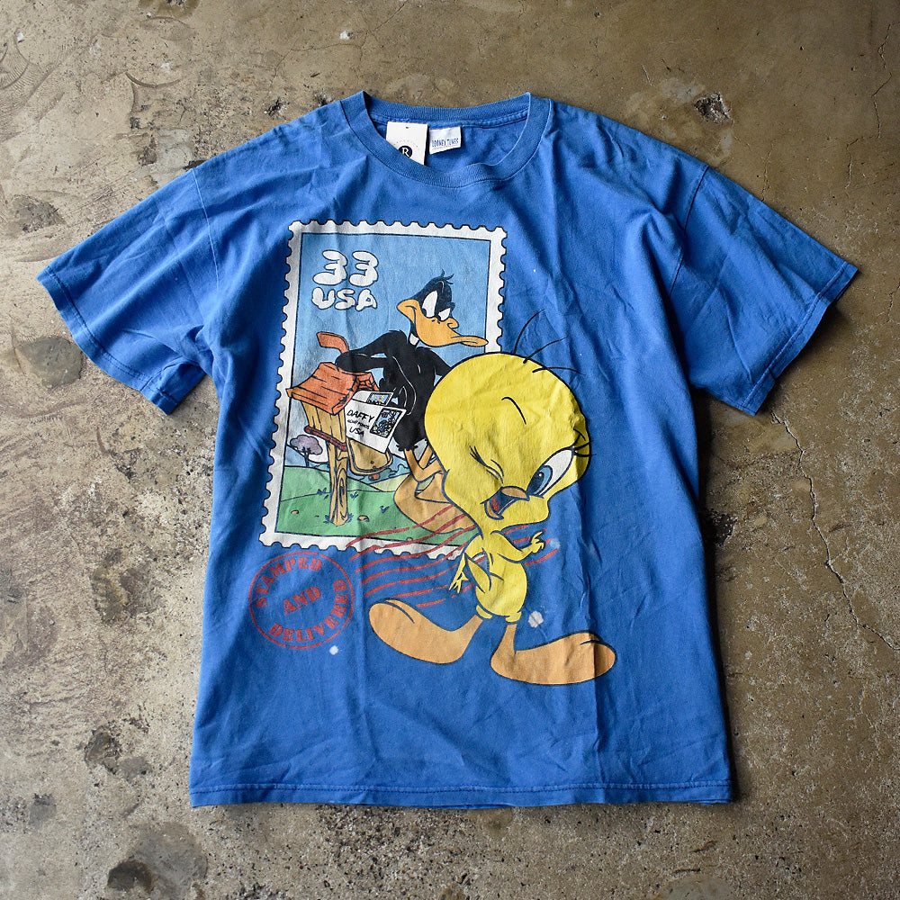 90's Looney Tunes “Tweety×Daffy Duck stamp！” 海外アニメ キャラ Tシャツ 250728H