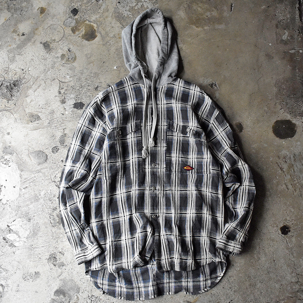 90's Quiksilver フード付き チェック柄シャツ 231216H
