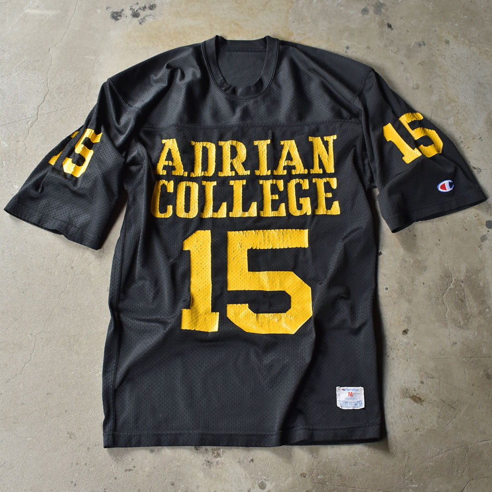 チャンピオン ADRIAN COLLEGE メッシュ フットボールTシャツ 1980年〜 ブラック USA製 ヴィンテージ