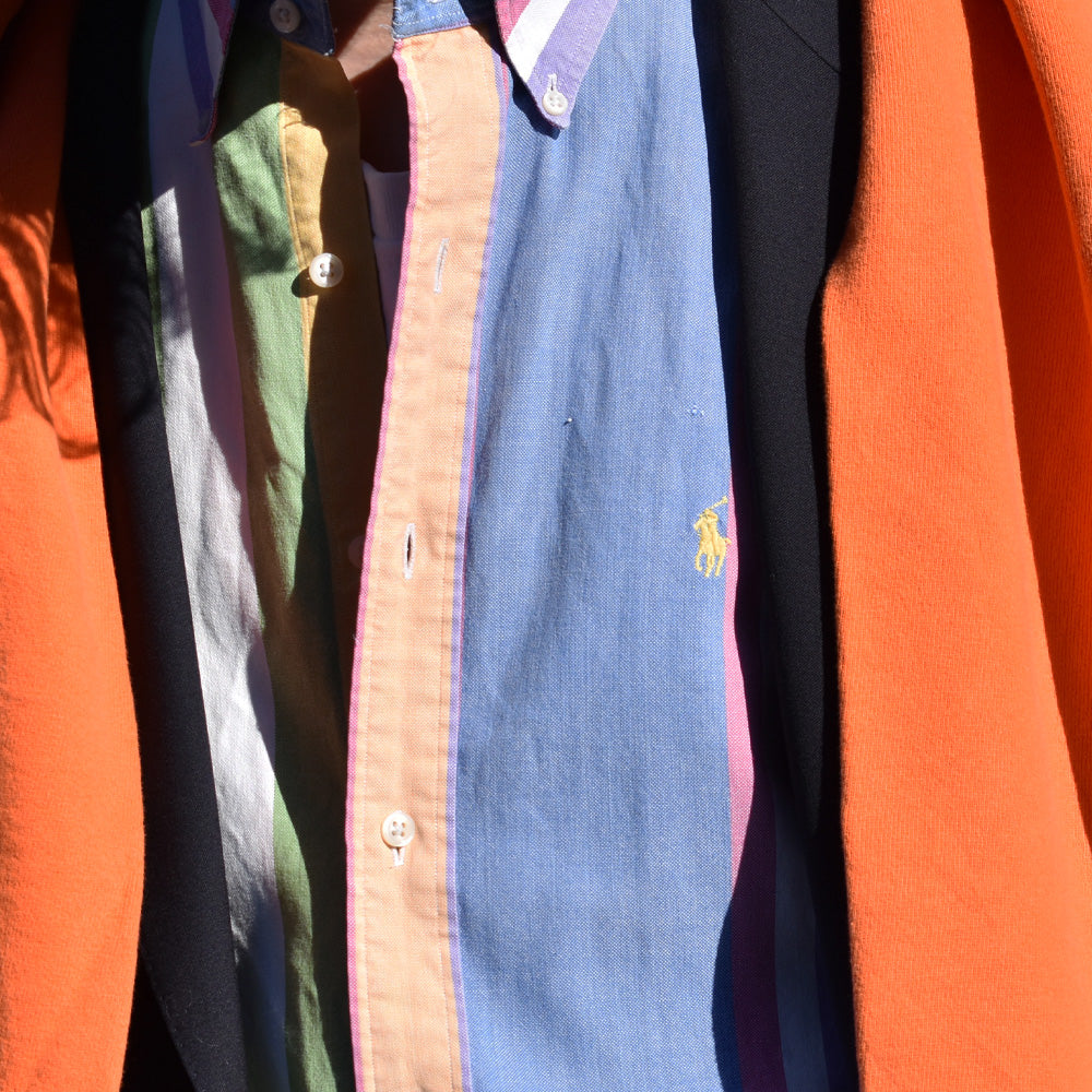 90's Ralph Lauren マルチカラーストライプ ボタンダウンシャツ 240327 S2076