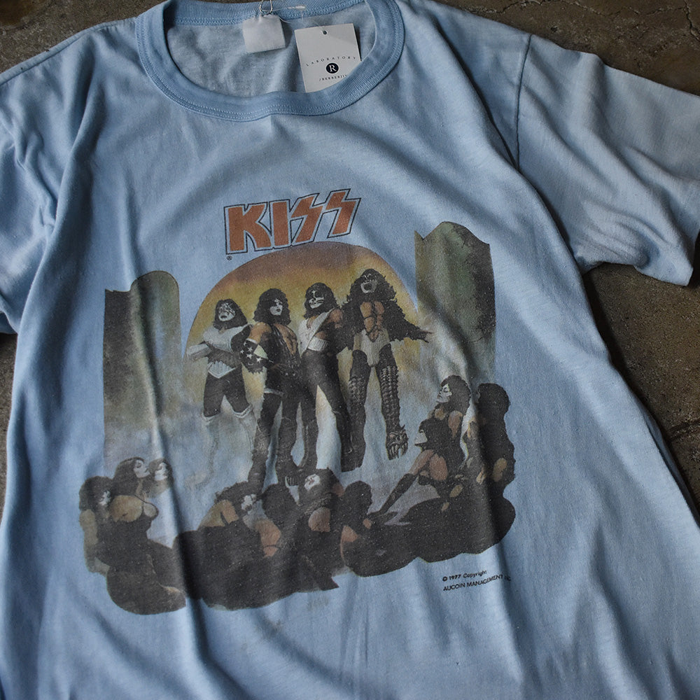 キッス メンバーグラフィック Tシャツ 1977年 スカイブルー ヴィンテージ