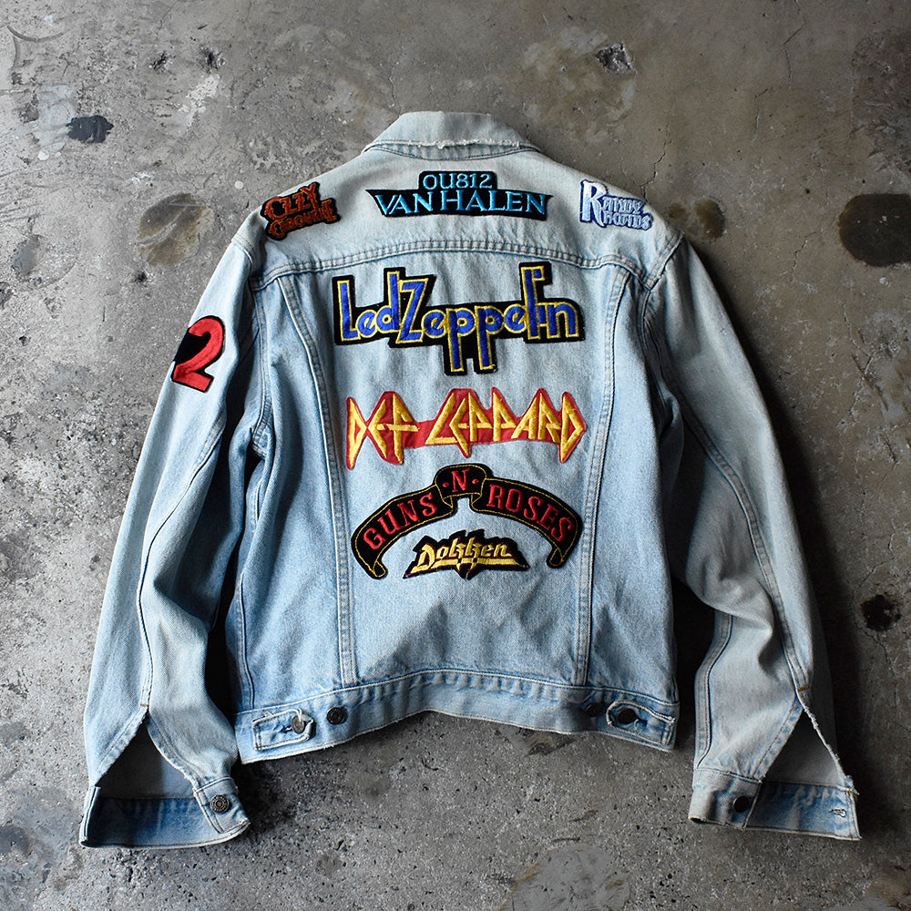 リーバイス ロックバンド ワッペン カスタム デニムジャケット 1990年 アイスブルー USA製 ヴィンテージ