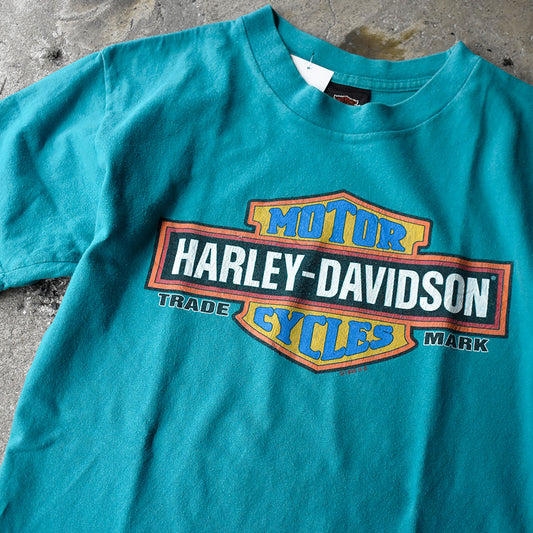 90's Harley-Davidson  ロゴTシャツ エメラルドグリーン！ 250515H
