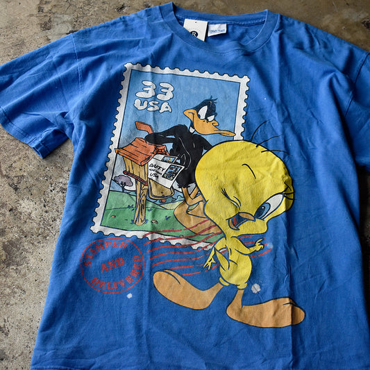 90's Looney Tunes “Tweety×Daffy Duck stamp!” 海外アニメ キャラ Tシャツ 250728H