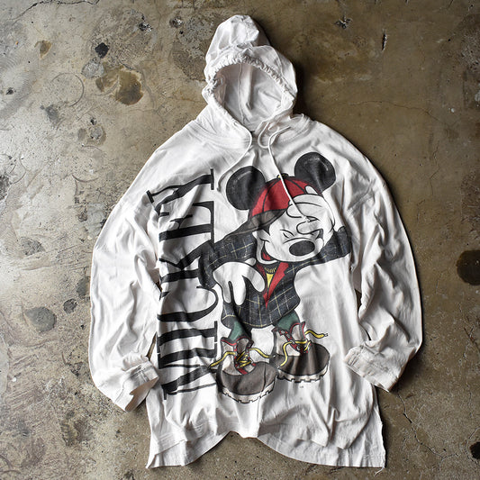 90's Disney “Mickey” フード付き ロングスリーブ キャラ Tシャツ 240806H