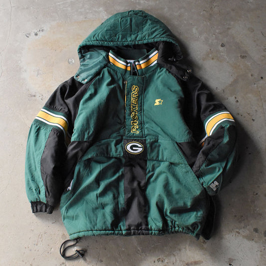 90-00s STARTER "NFL Green Bay Packers" 中綿入り ナイロンプルオーバー 250106