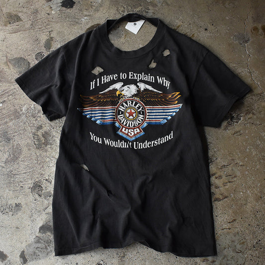 90’s Harley-Davidson ボロ！ イーグルモチーフ バイク Tシャツ 230626H