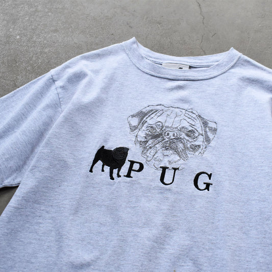90’s GR8 DOGS "PUG" 刺繍！アニマルプリント Tシャツ 250429