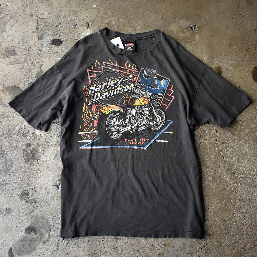 ハーレーダビッドソン FEEL THE HEAT フレイム バイクTシャツ 90年代 USA製 ヴィンテージ