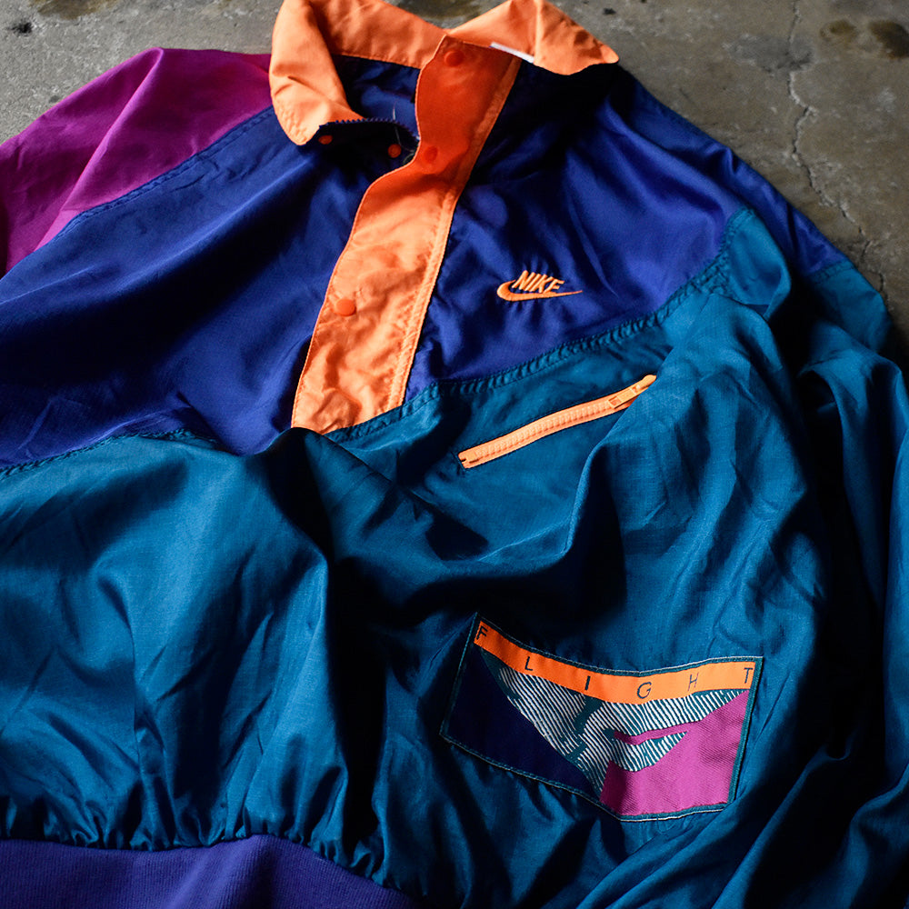 90's NIKE “FLIGHT“ ハーフジップ ナイロンジャケット 241008H