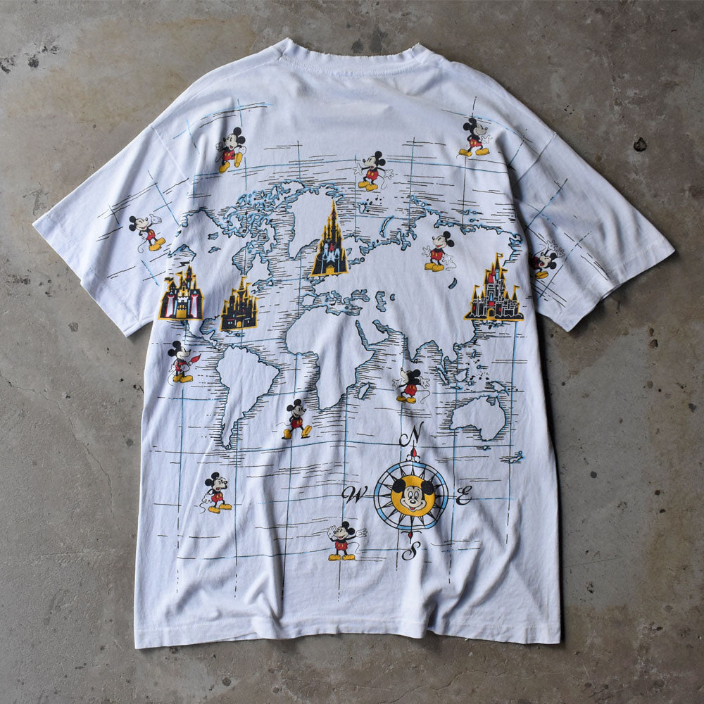 90’s Disney AOP！ ”Disneyland MAP” キャラクター Tシャツ 250616