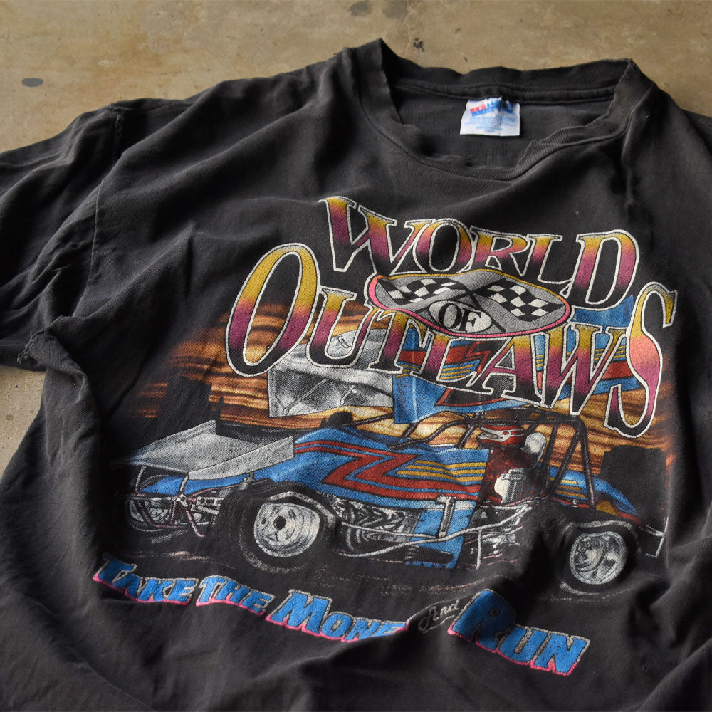 90’s “World of Outlaws” 雰囲気抜群！ 両面プリント レーシングTシャツ USA製 240709