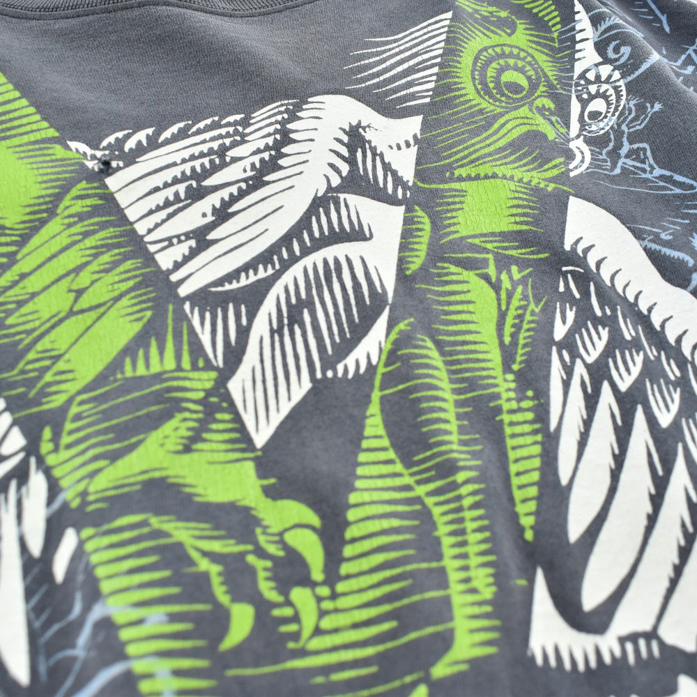 90's ANDAZIA 怪物 鳥 木版画 アートTシャツ USA製 260911H
