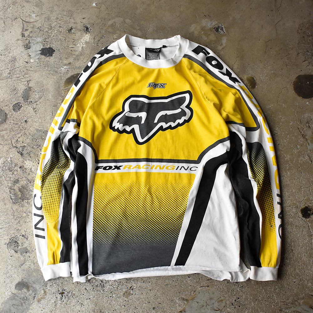 フォックスレーシング ロゴ ロングスリーブTシャツ 2000年代 イエロー 古着