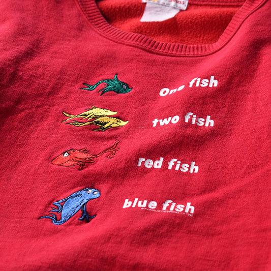 90’s Dr. Seuss ”One fish, two fish, red fish, blue fish” スウェット 240220