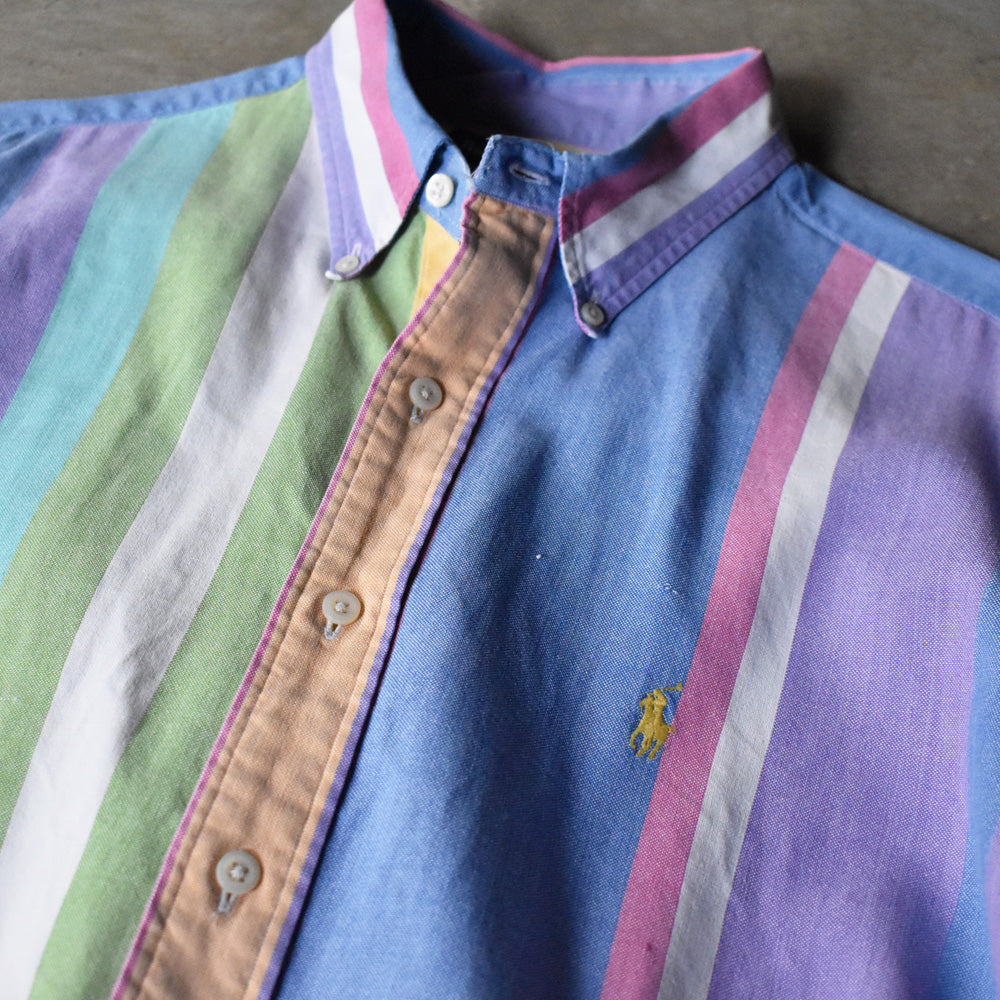 90's Ralph Lauren マルチカラーストライプ ボタンダウンシャツ 240327 S2076