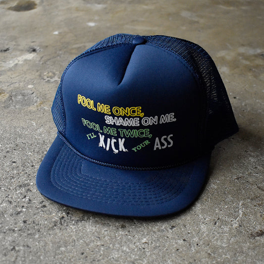 90's “KICK ASS” メッセージ メッシュ キャップ デッドストック 250811H