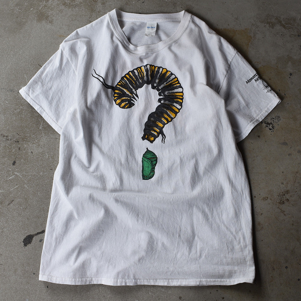 Y2K Monarch Teacher Network “insect question” 蝶 昆虫 アートTシャツ 231008