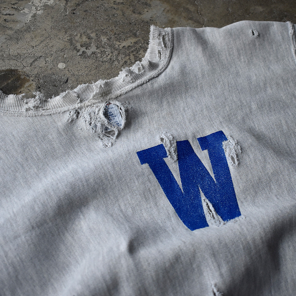 90's ボロ！ Champion “WHEATON” 両面プリント RWスウェット 250304H